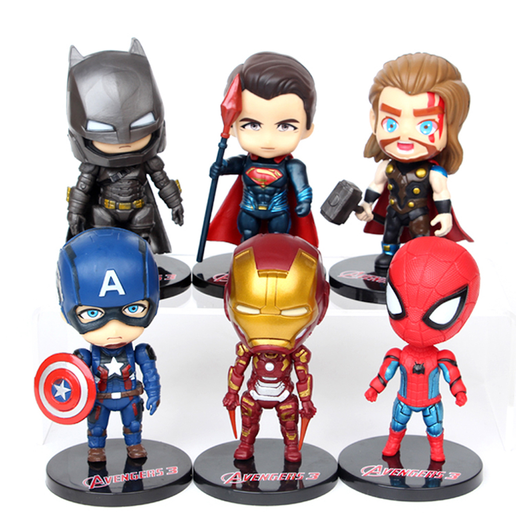 Игрушки супергерои. Avengers 8 PCS Set 16cm фигурки. Человек паук Чиби фигурка Марвел. Чиби Марвел фигурки. Набор фигурок Супергерои.