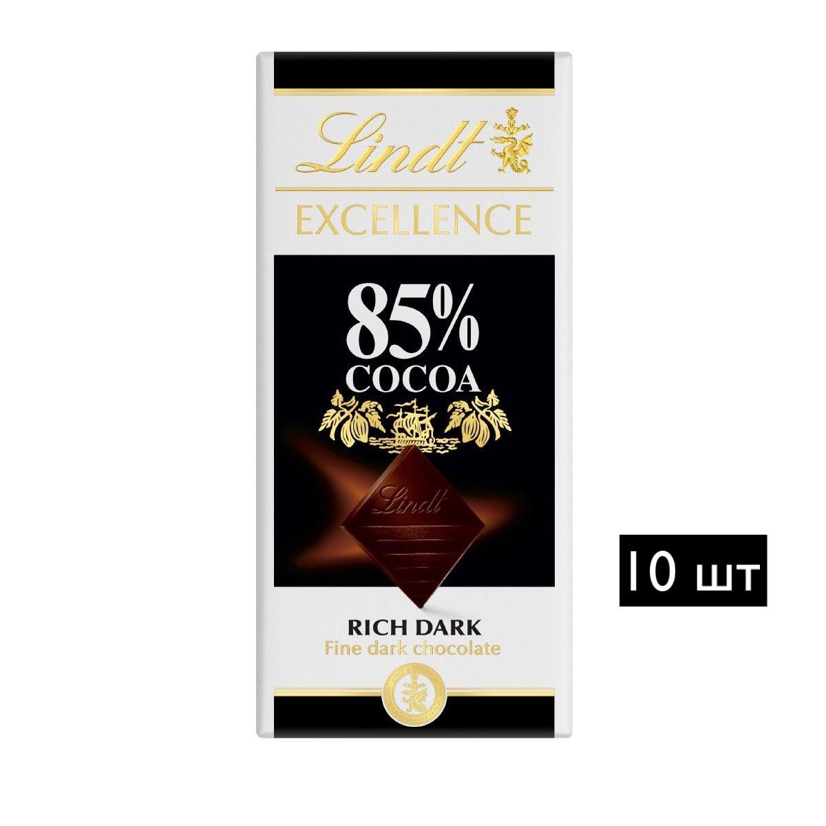 Lindt Excellence горький шоколад 85% какао, 100 г x 10шт