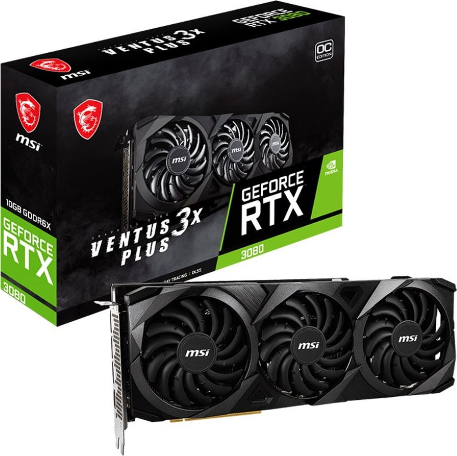 MSIВидеокартаGeForceRTX308010ГБ(RTX3080VENTUS3XPLUS10GOC),LHR