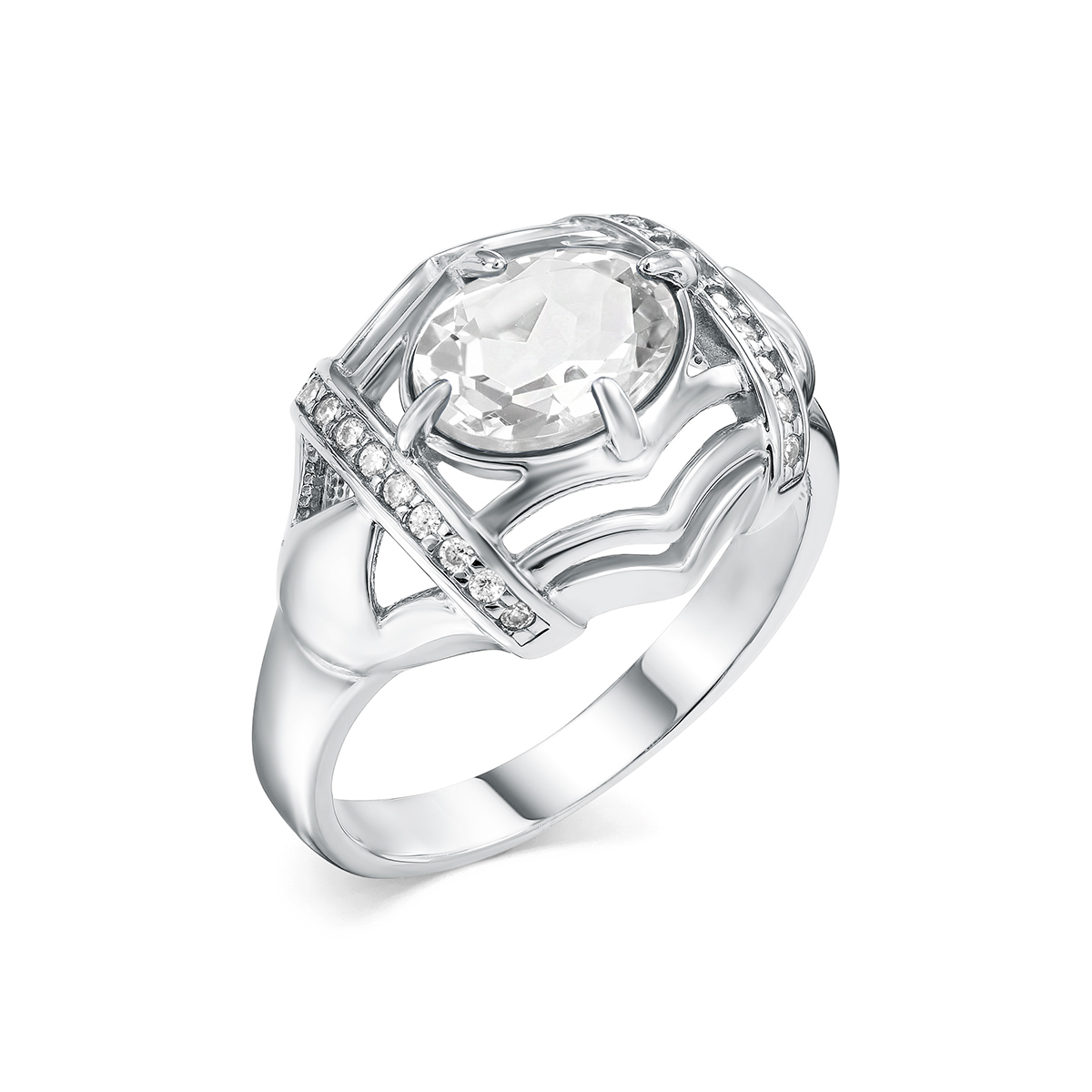 VG jewelry Кольцо из серебра 925 пробы с фианитом, горным хрусталем