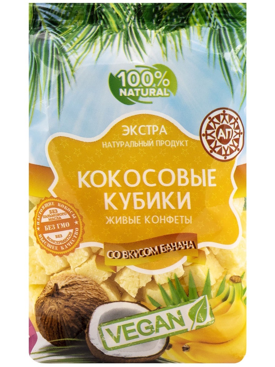 Кокосовые кубики со вкусом банана "АЗБУКА ПРОДУКТОВ", 175г — купить в ...