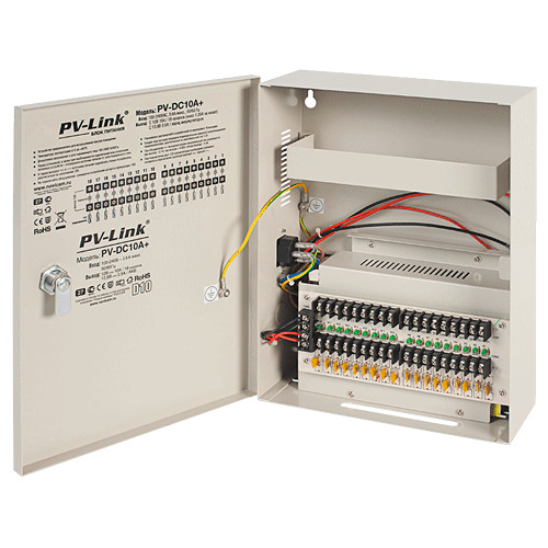 Профессиональный стабилизированный блок бесперебойного питания DC 12 В, 10 А с 18 защищенными выходами, PV-Link PV-DC10A+ (ver. 2035)
