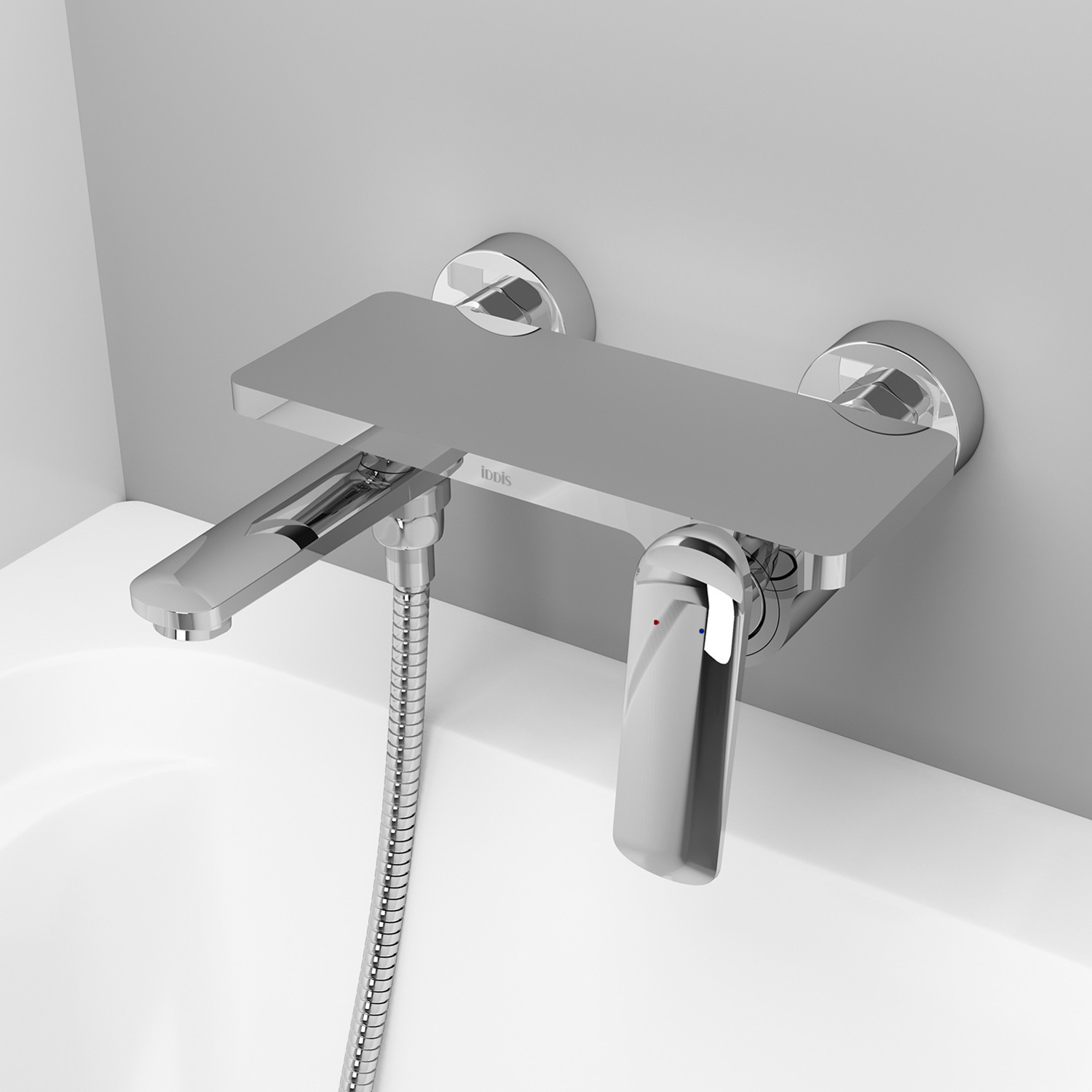 Фото товара на маркетплейсе ozon Смеситель для ванны с полкой и скрытым изливом, Dash, IDDIS, DASSB00i02WA