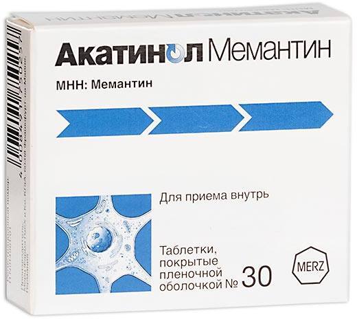 Акатинол Мемантин, таблетки покрытые пленочной оболочкой 10 мг, 30 штук ...