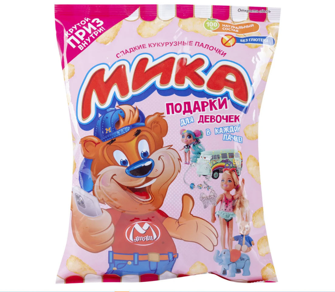 Кукурузные палочки с ИГРУШКОЙ для девочек Мика 70 г, 1 шт