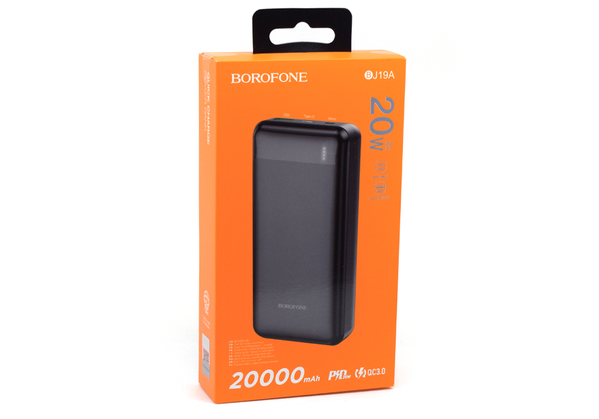 ВнешнийАКБPowerBank20000мАчBOROFONEBJ19APDW+QC3.0