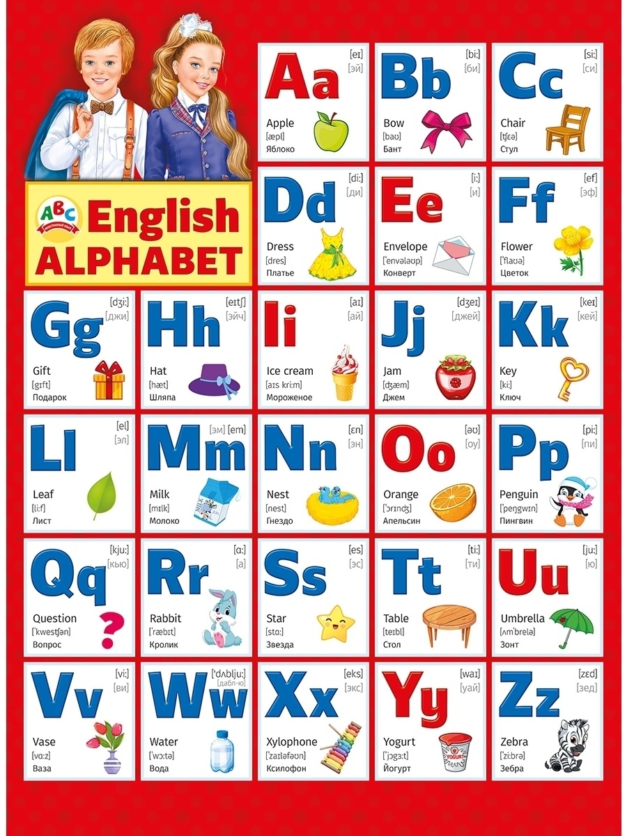 English alphabet. Английский алфавит. Плакат 