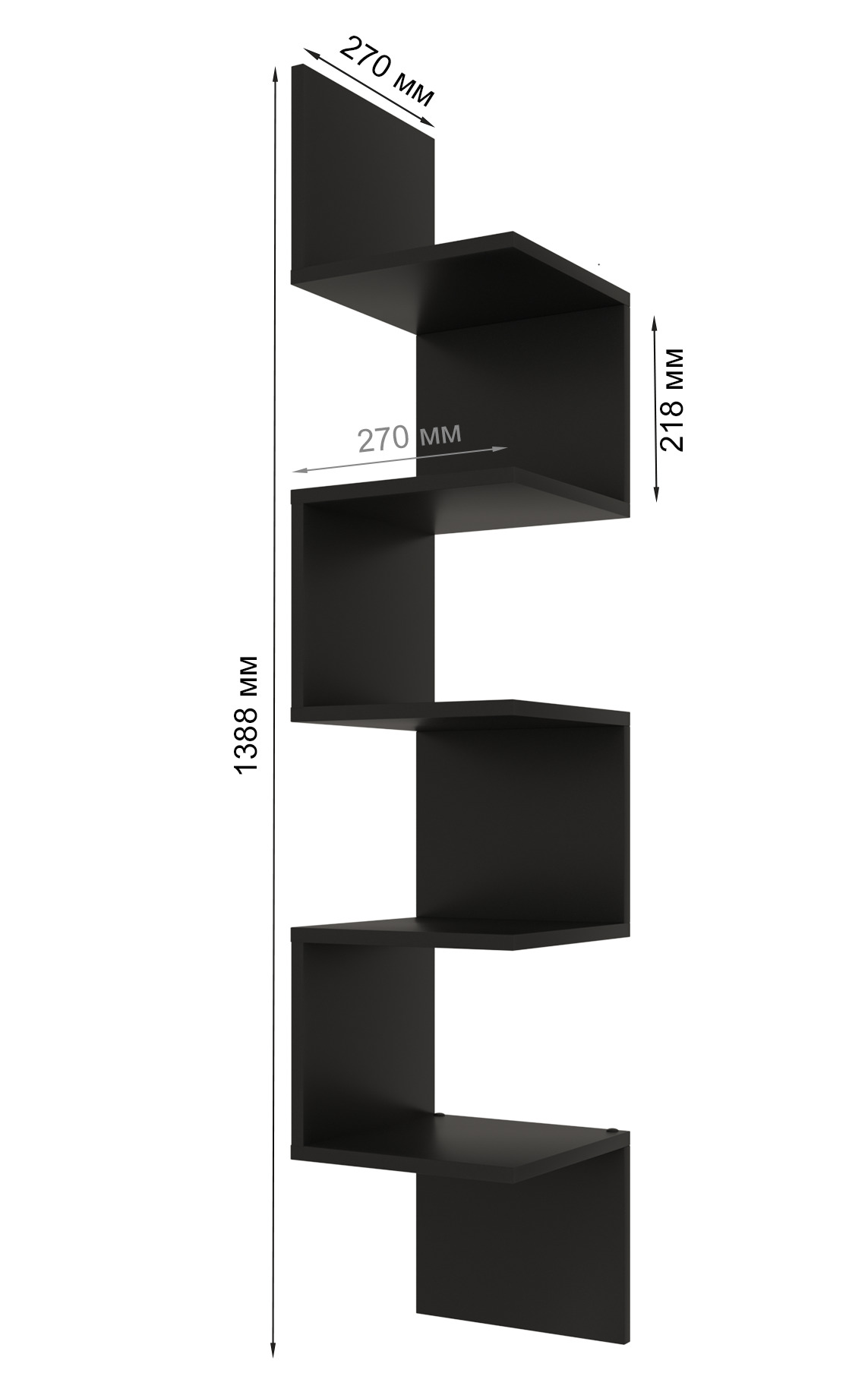 угловая настенная полка zig zag