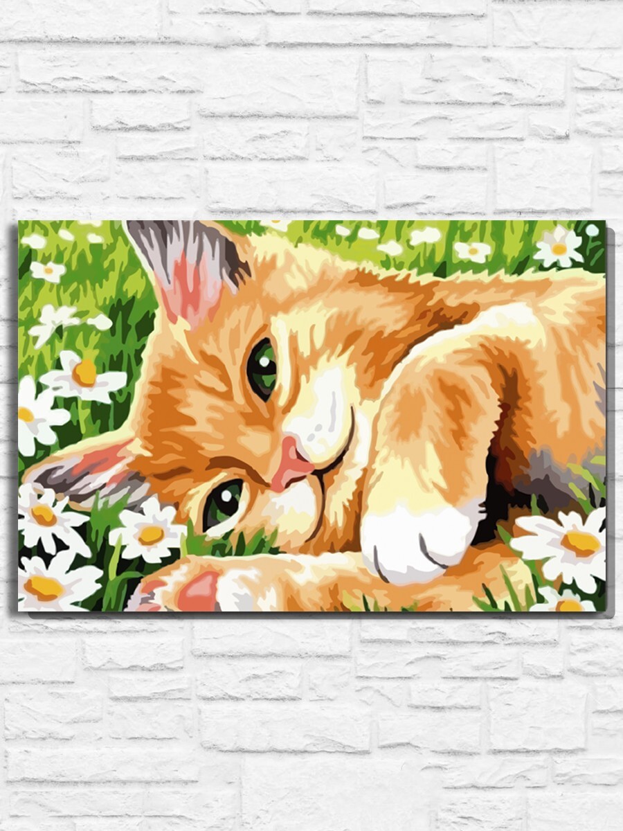 Картина на холсте поцелуй котика