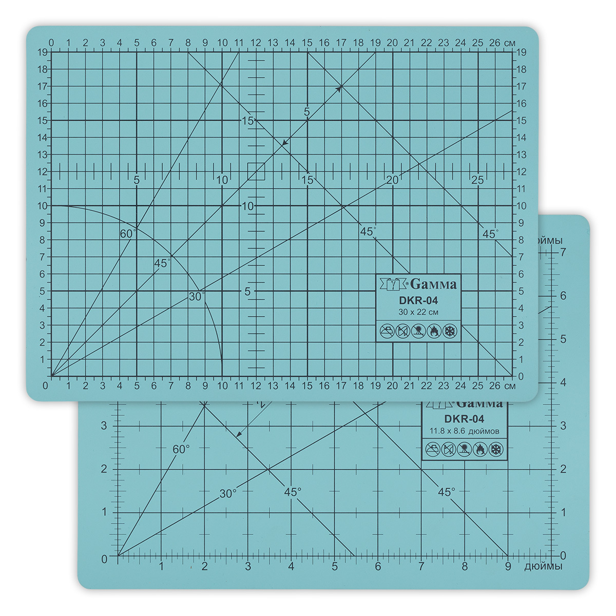 Мат для резки двусторонний "Gamma" DKR-04 ПВХ 30 см х 22 см в пакете формат А4
