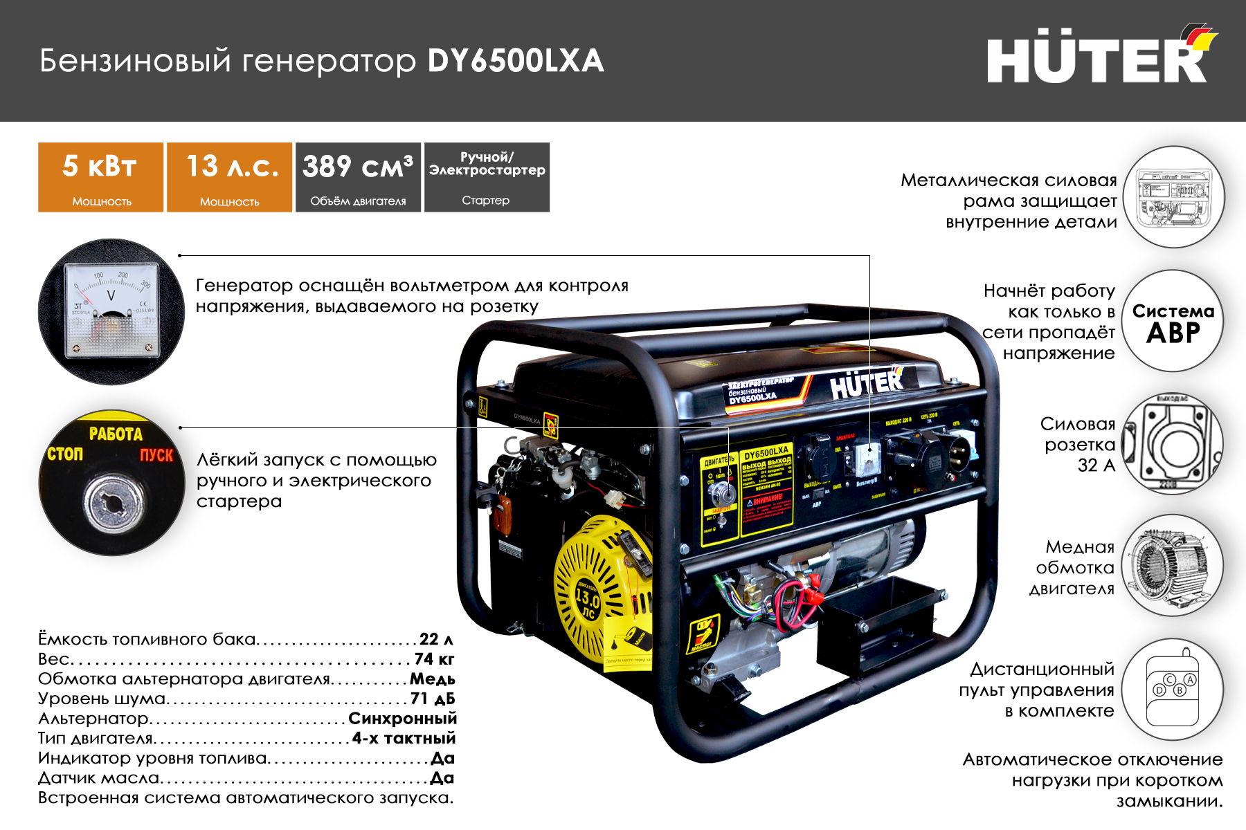 Huter dy6500l схема электрическая