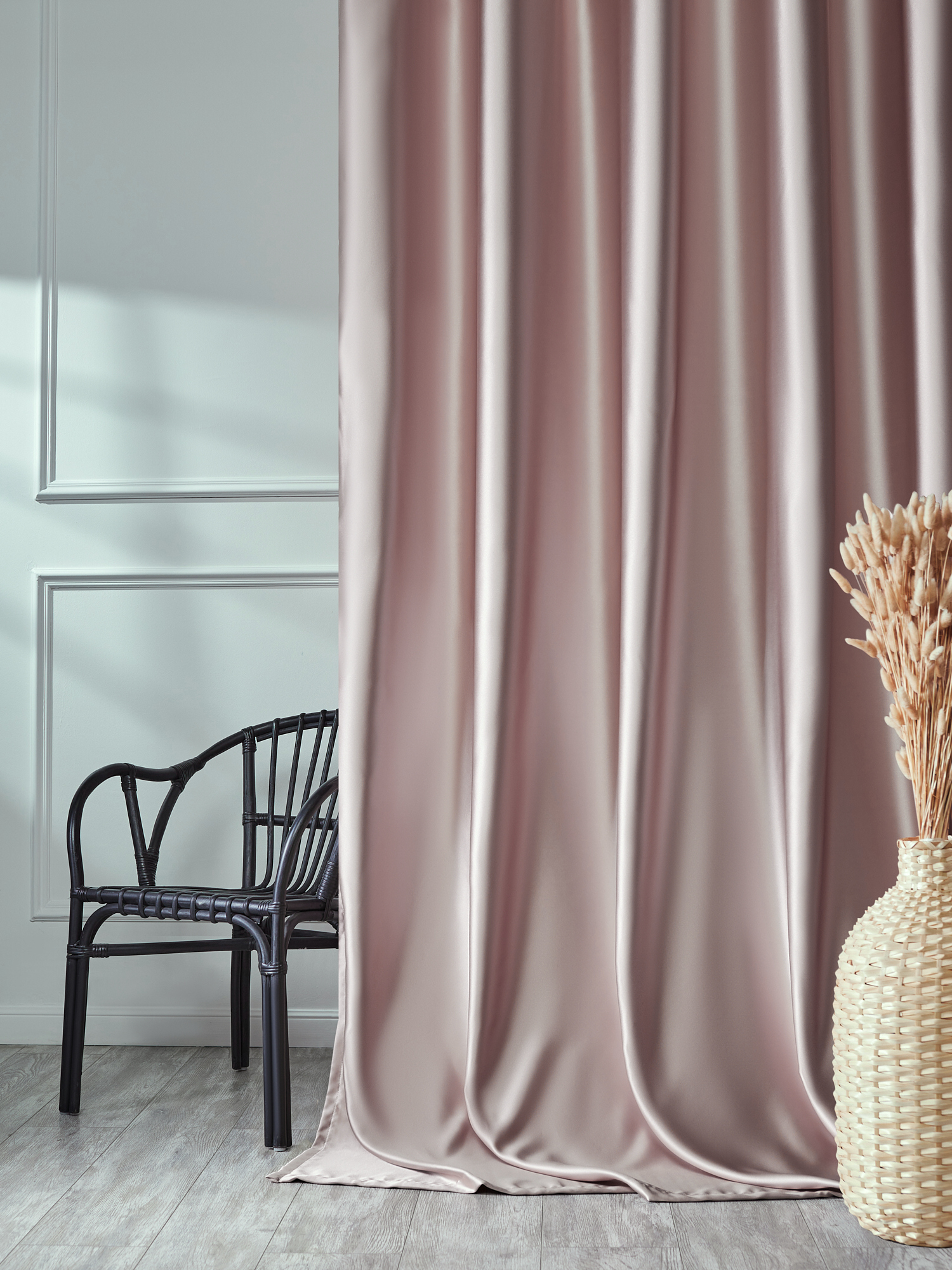 плотные синие шторы. кремовые шторы. шторы сатин. шторы из сатина. 6997.