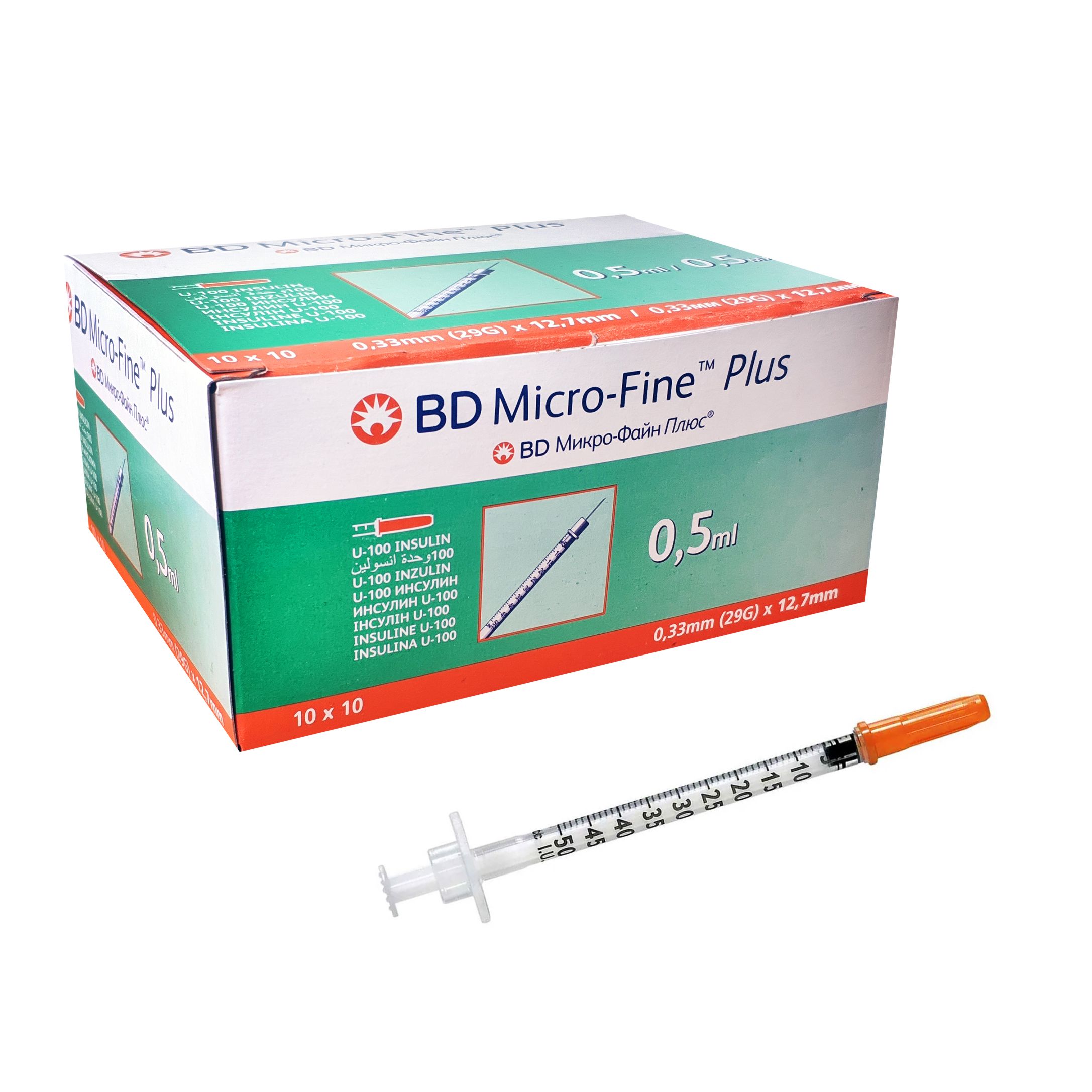 Шприц инсулиновый bd Micro-Fine Plus u-100 трехкомпонентный 29g