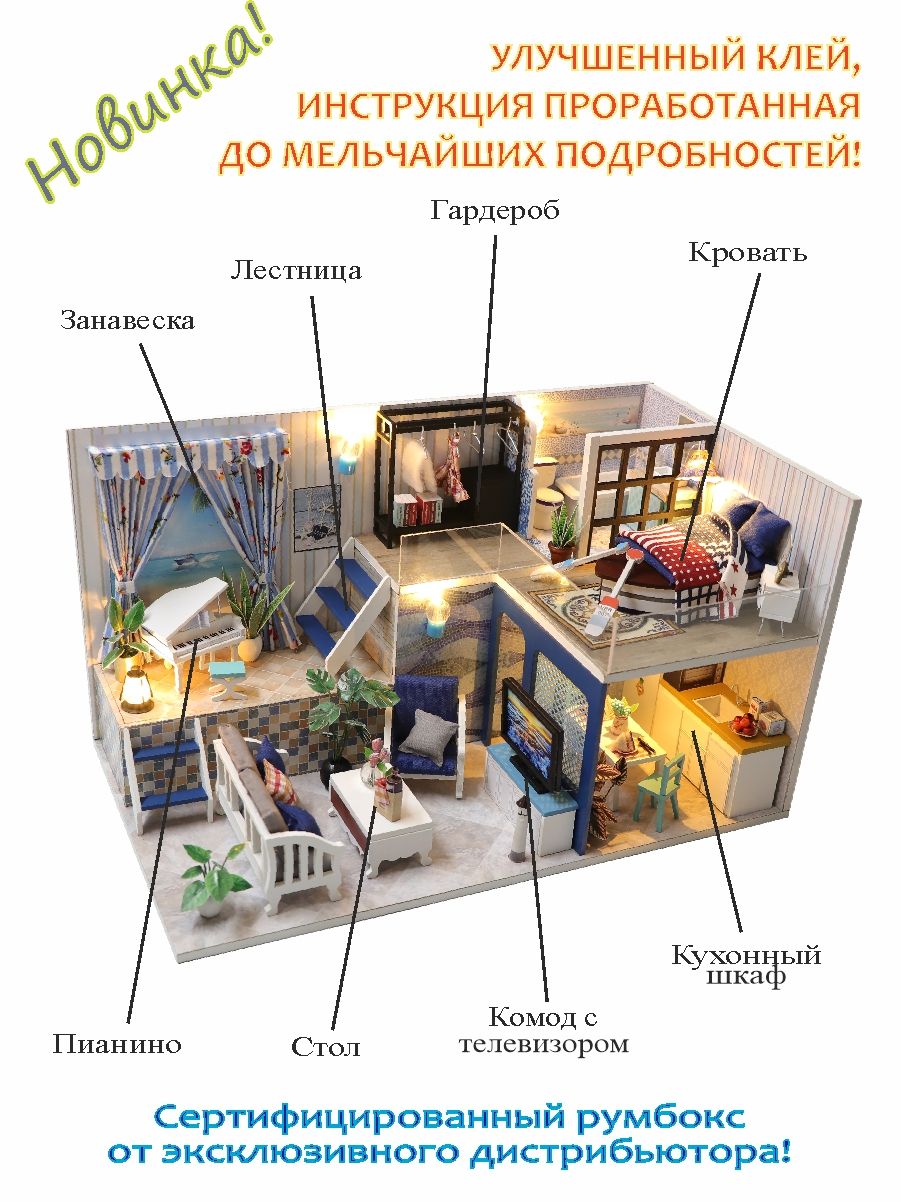 Румбокс интерьерный конструктор Mini House DIY Hobby Day - Путешествие на  море PC2116 - купить с доставкой по выгодным ценам в интернет-магазине OZON  (1332799043)