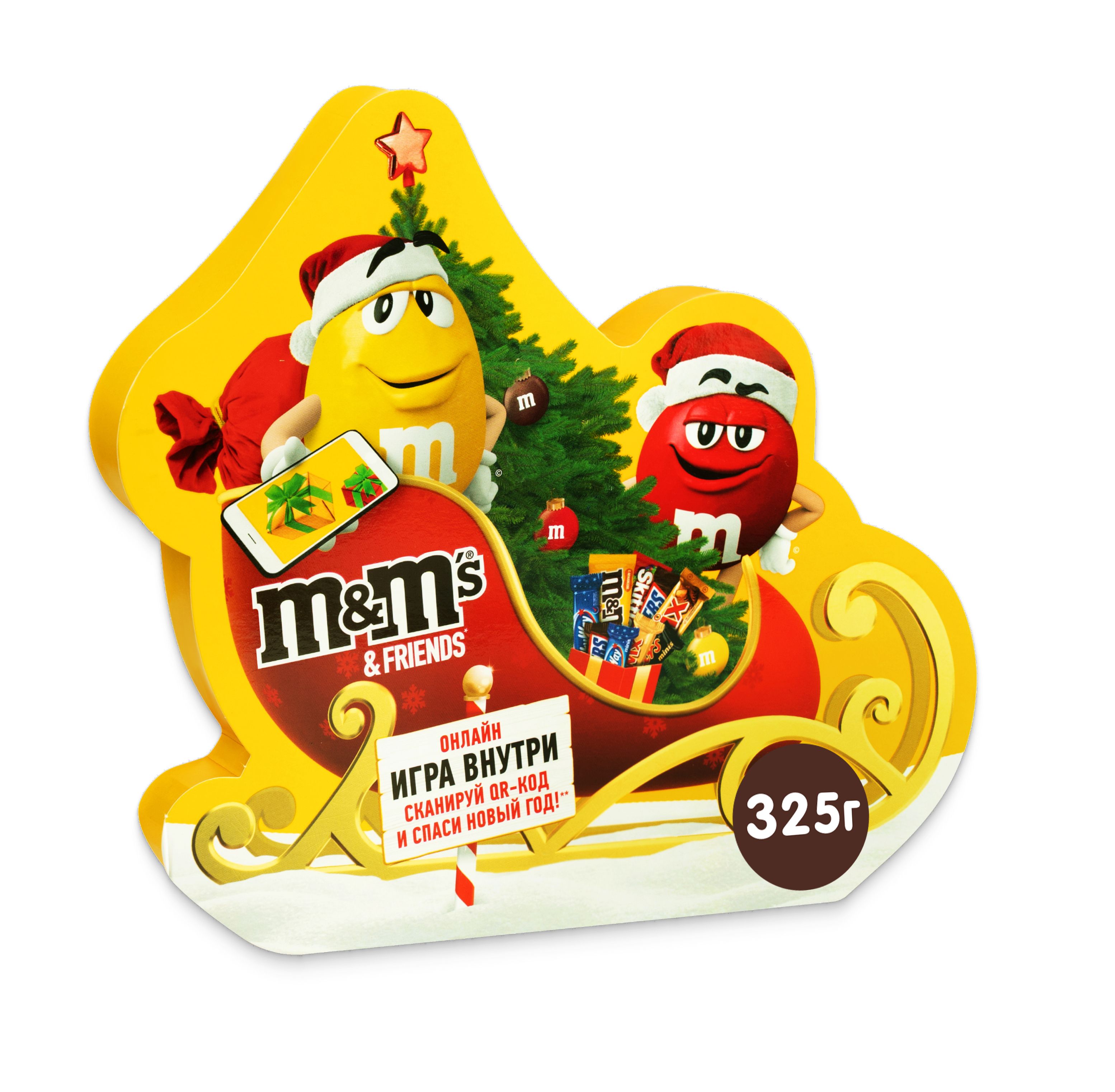 M&M`s & Friends Сани шоколадный подарочный набор с игрой внутри, новогодние  сладости, 325 г - купить с доставкой по выгодным ценам в интернет-магазине  OZON (792249639)