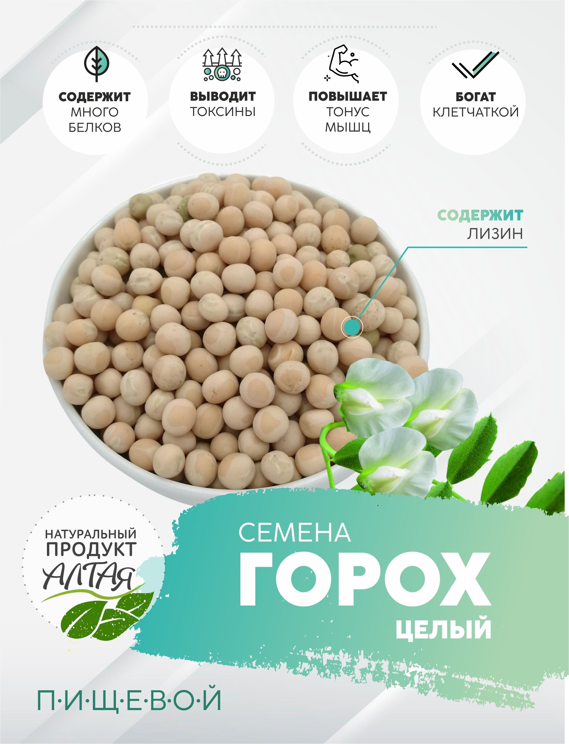 Горох пищевой, 1кг, подходит для проращивания, микрозелень, семена, сидерат  - купить с доставкой по выгодным ценам в интернет-магазине OZON (767403361)