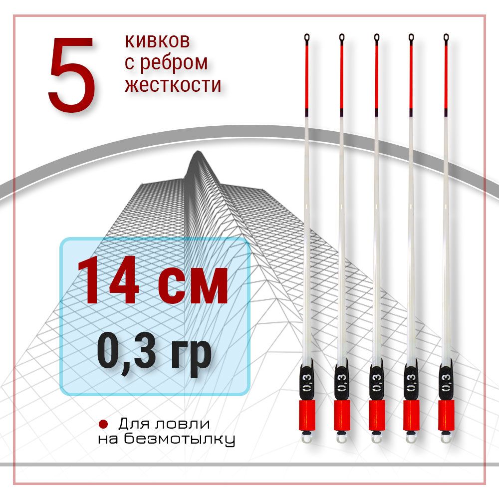 Набор5шт.лавсановыхрыболовныхсторожковЛевша-НН"StyleRib".Кивкидлязимнейрыбалкисребромжесткости,14см0,3г