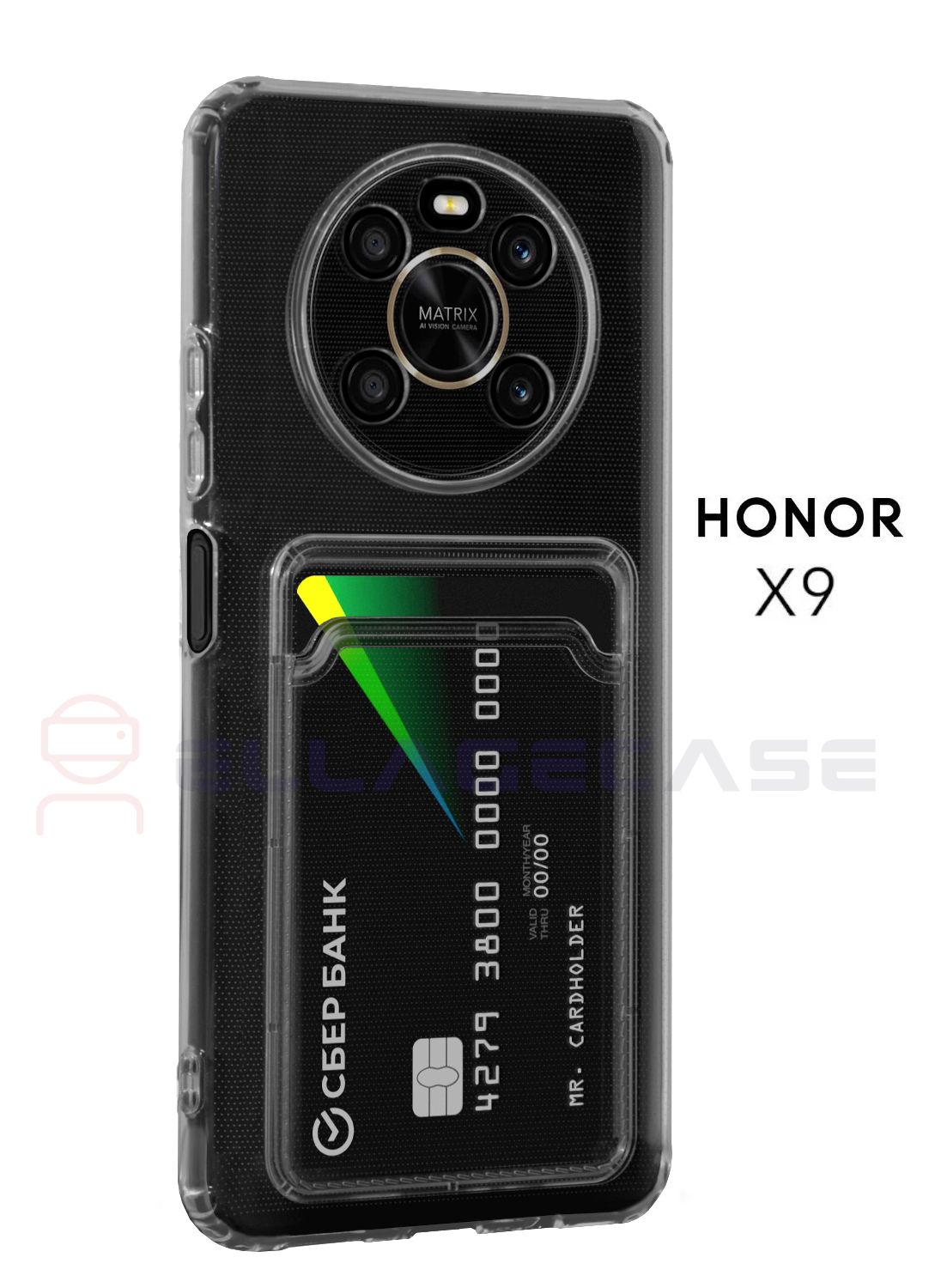 Cиликоновый чехол для Honor X9 (Хонор Икс 9) ELLAGECASE с защитой камеры и  карманом для пластиковых карт, Прозрачный - купить с доставкой по выгодным  ценам в интернет-магазине OZON (798658503)