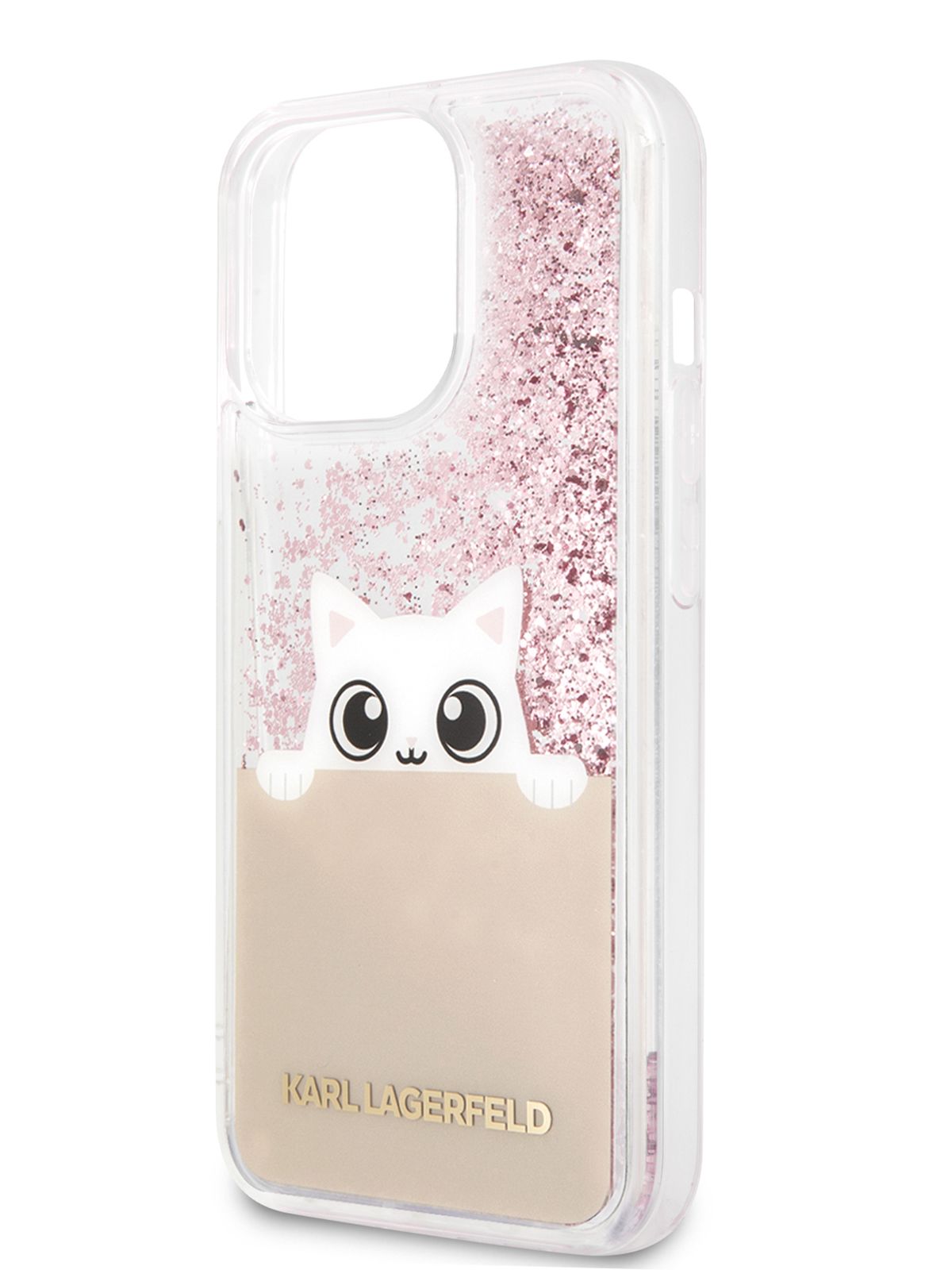 ЧехолKarlLagerfeldLiquidglitterнаAppleiPhone13Pro/дляАйфон13ПропротивоударныйсжидкимиблесткамиPeekaBoo,розовый