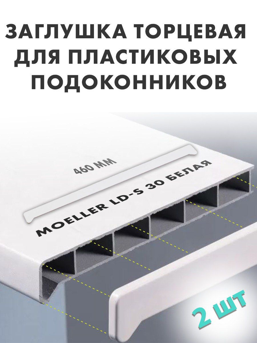 ЗаглушкаподоконникаMoellerLD-S30двусторонняя(Мёллер,Меллер,Мюллер),460мм.,белая2шт.