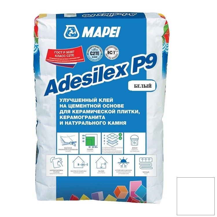 Mapei Adesilex P9/Мапей Адесилекс П9, 25 кг,Белый,клей для плитки