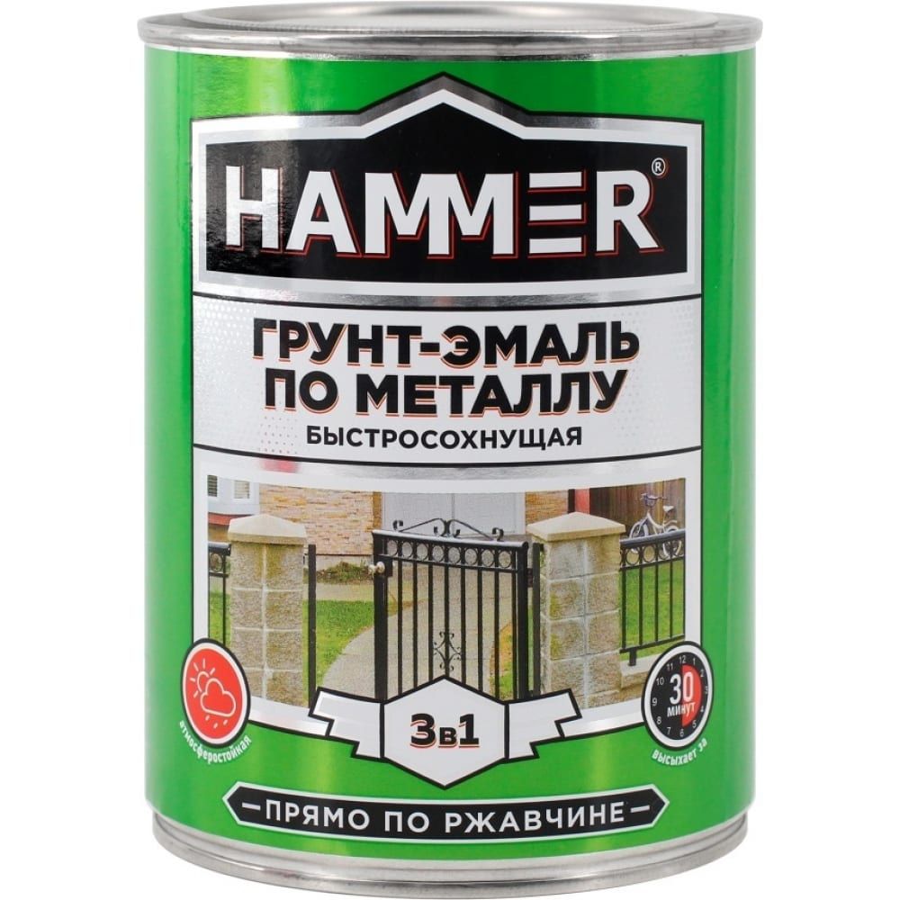 HAMMERГрунт-эмальБыстросохнущая,Хлорвиниловая,Матовоепокрытие,0.9кг