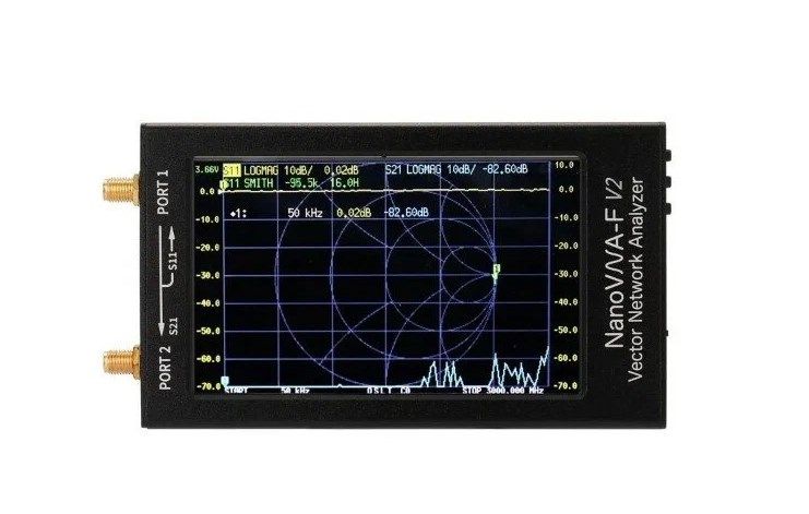 Портативный Сетевой Векторный Анализатор цепей и антенн W&S VNA F-V2 50кГц - 3ГГц Vector Network Analyzer S11 S21 с сенсорным экраном 4.3 дюйма и акб