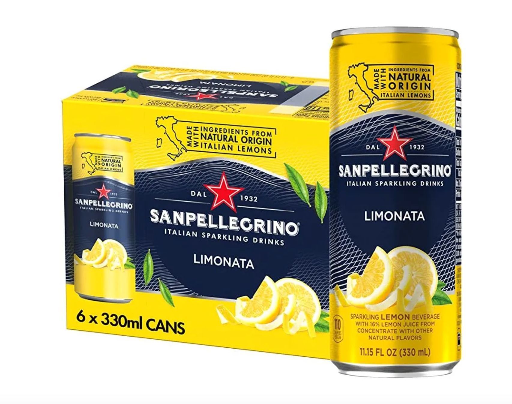 Газированный напиток Sanpellegrino Limonata, Лимон, 6 шт, 330 мл