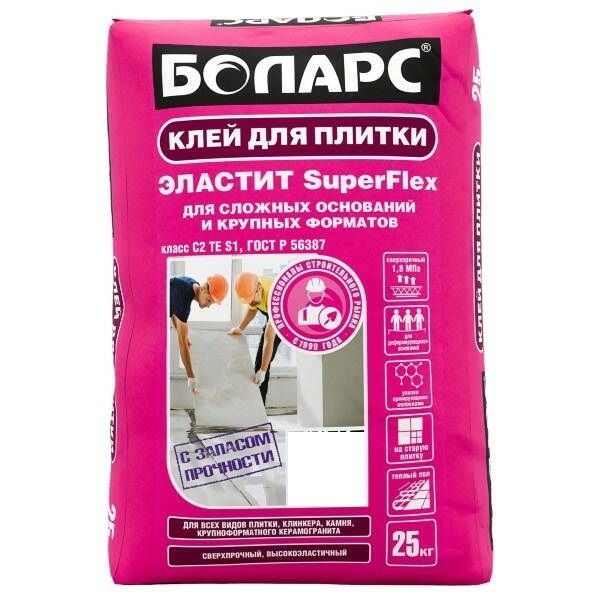 Клей для плитки БОЛАРС Эластит Super flex 25 кг