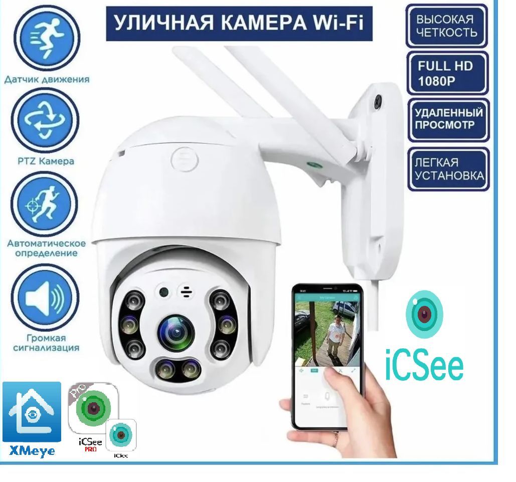 Уличная ip WiFi камера + блок питания + разъемы + русская инструкция.