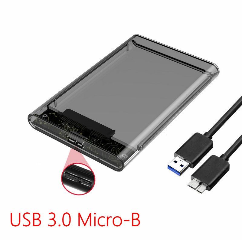 Бокс для 2.5" SATA HDD/SSD, USB 3.0,Прозрачный Серый корпус