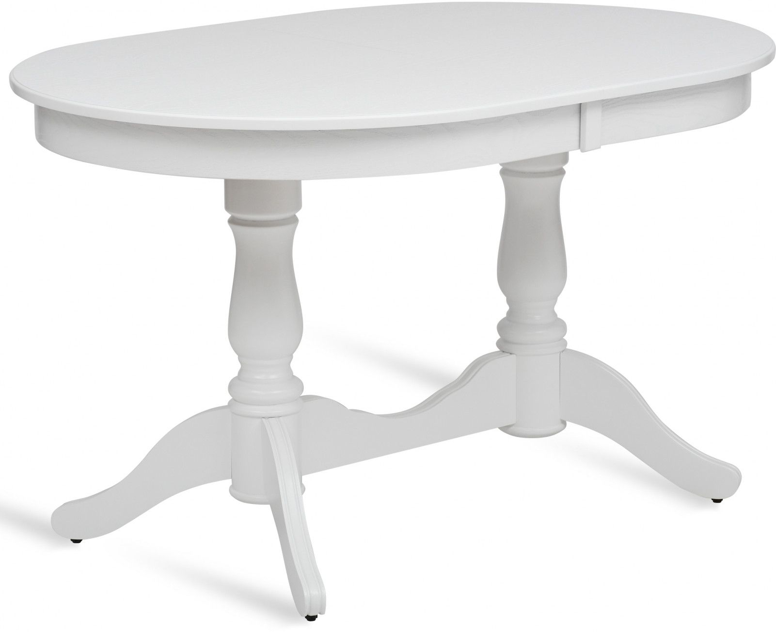Овальный кухонный стол белый глянец