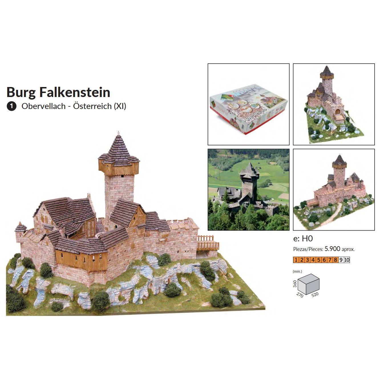 Замок Falkenstein, 600х360х310, 5900 деталей, сложность 8/10, керамический конструктор Aedes Ars (Испания)