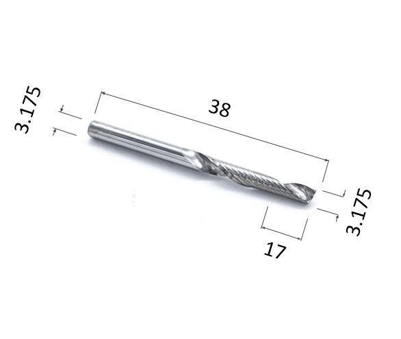 Фреза DJTOL N1LX3.17 спиральная однозаходная стружка вверх (по дереву, композиту (АКП), пластику)