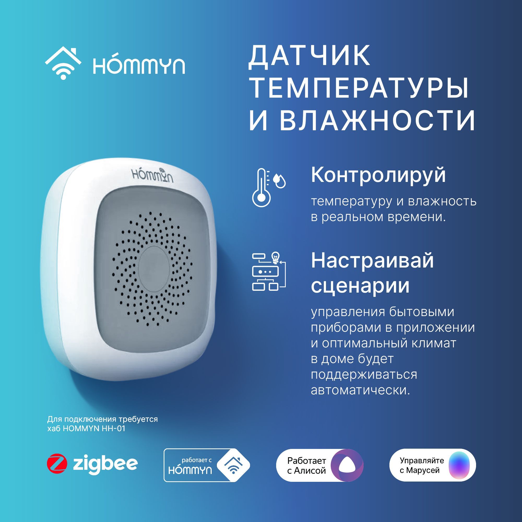 Датчик температуры и влажности HOMMYN TS-20-Z - купить с доставкой по  выгодным ценам в интернет-магазине OZON (984183921)