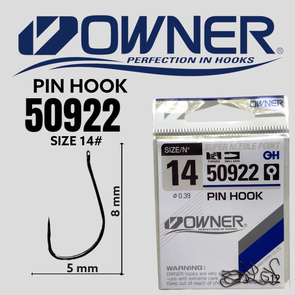 Крючки OWNER PIN HOOK 50922 №14 12 шт. Овнер Крючок. Одинарные для рыбалки