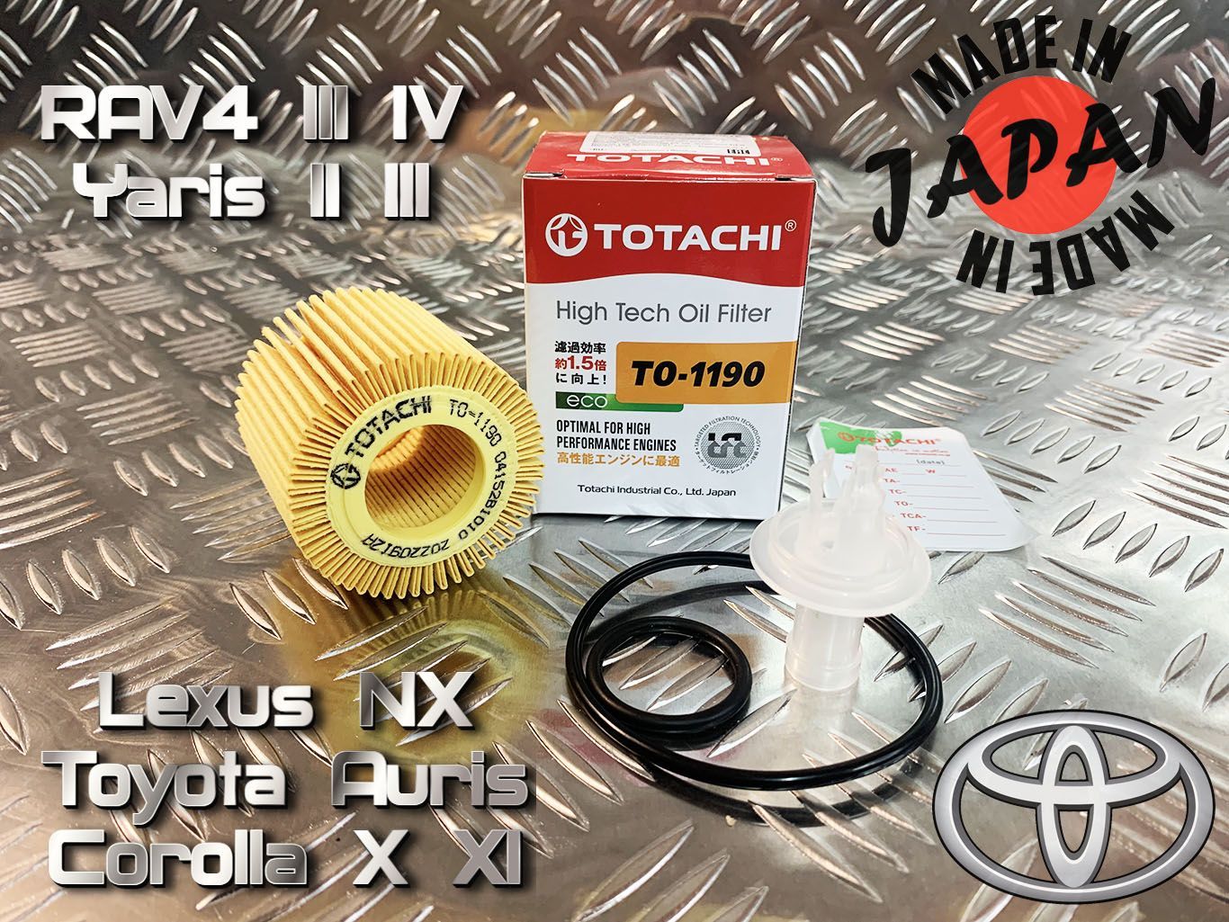 Фильтр масляный Lexus NX 14-; Toyota Auris I II 09-, Avensis III (T27), Corolla X XI 07-, RAV4 III IV 08-, Yaris II III 07- TOTACHI TO-1190 04152B1010 HU6006z