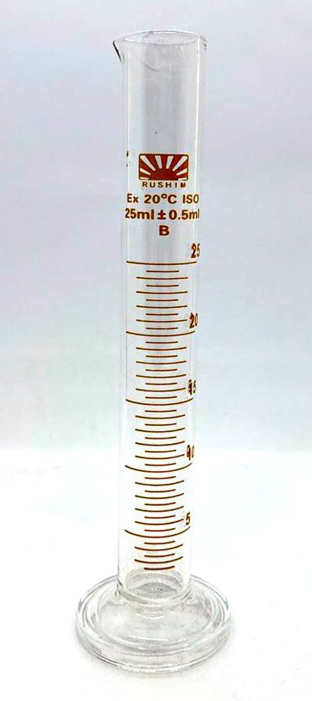 Стеклянный мерный цилиндр 25мл