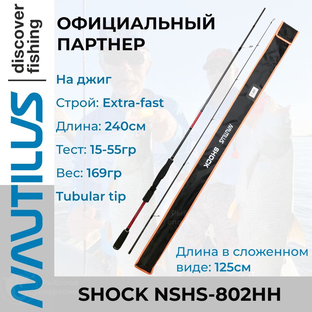 СпиннингNautilusShockNSHS-802HH240см15-55гр