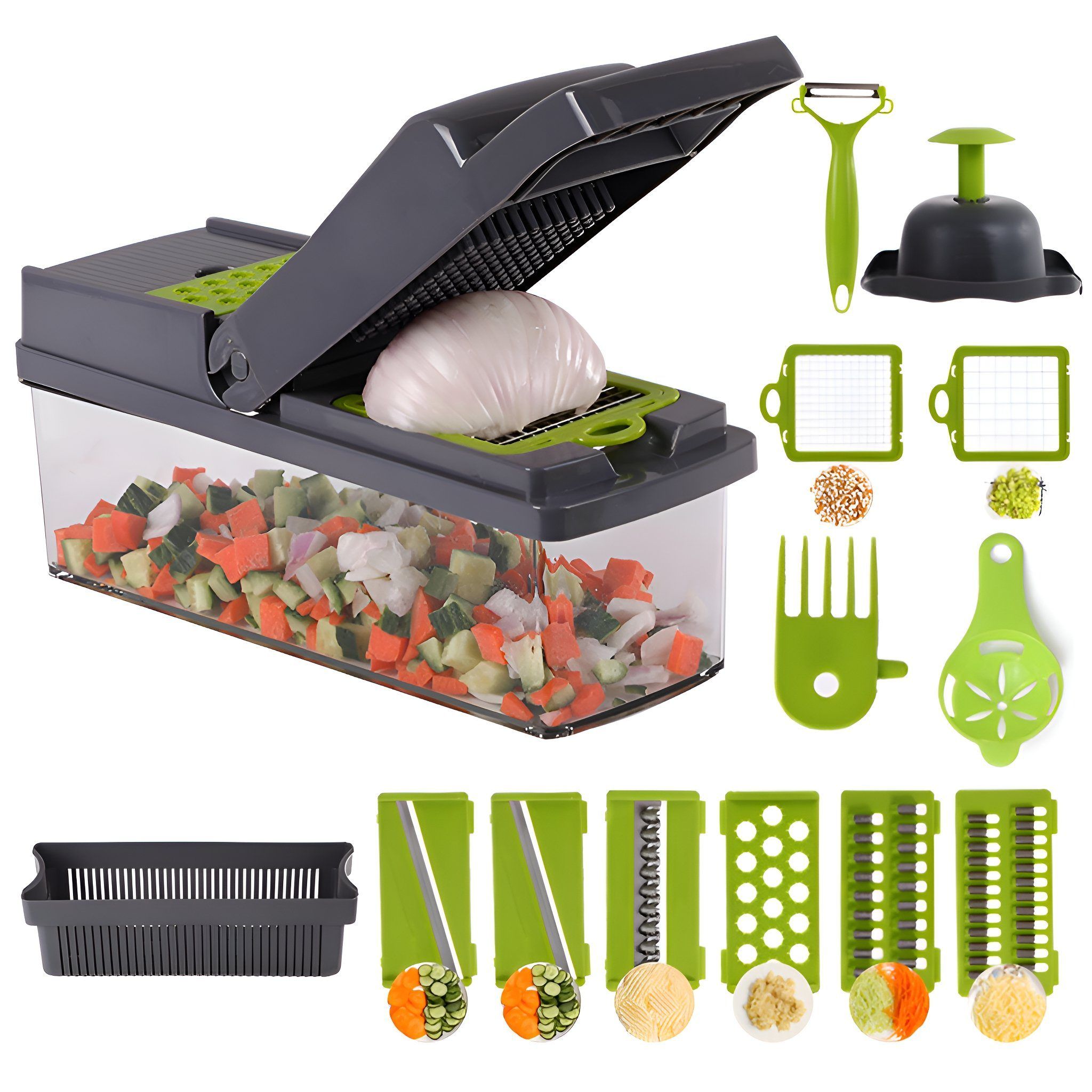 Multifunctional vegetable cutter. Многофункциональная овощерезка Veggie Slicer 14 в 1. Veggie Slicer овощерезка 22 в 1. Терка многофункциональная со сменными лезвиями. Идеальная шинковка