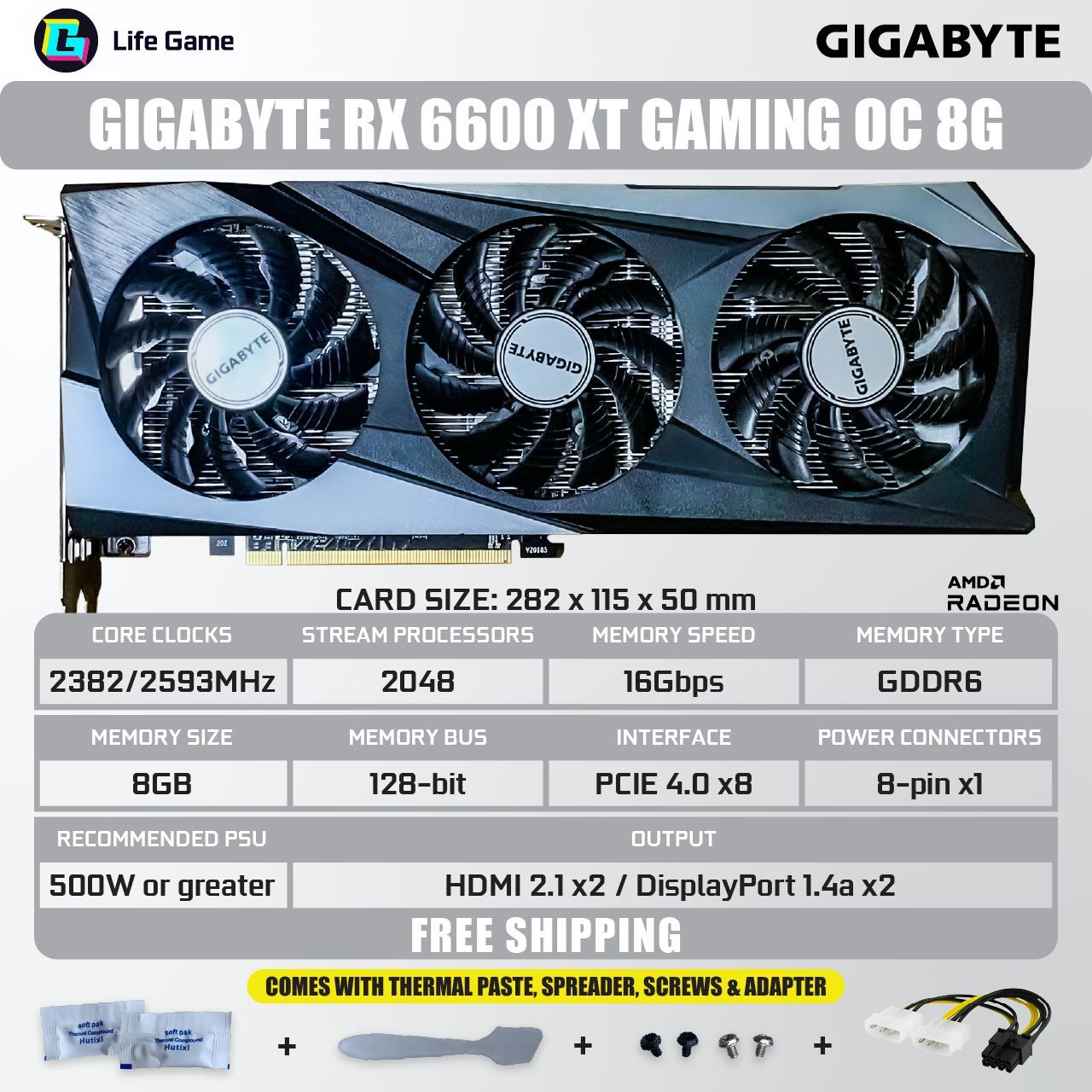 Видеокарта Gigabyte Radeon RX 6600 XT, 8 ГБ GDDR6 - купить по низким ценам  в интернет-магазине OZON (1006368539)