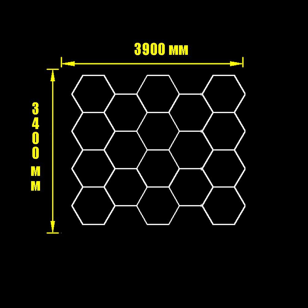 Комплект модульное освещение соты 3900 х 3400 мм. / KAEF.LIGHT / в детейлинг, автомойку / светильник в гараж/ сервис / СТО/ Освещение для коммерции, барбершопа, коммерческое освещение