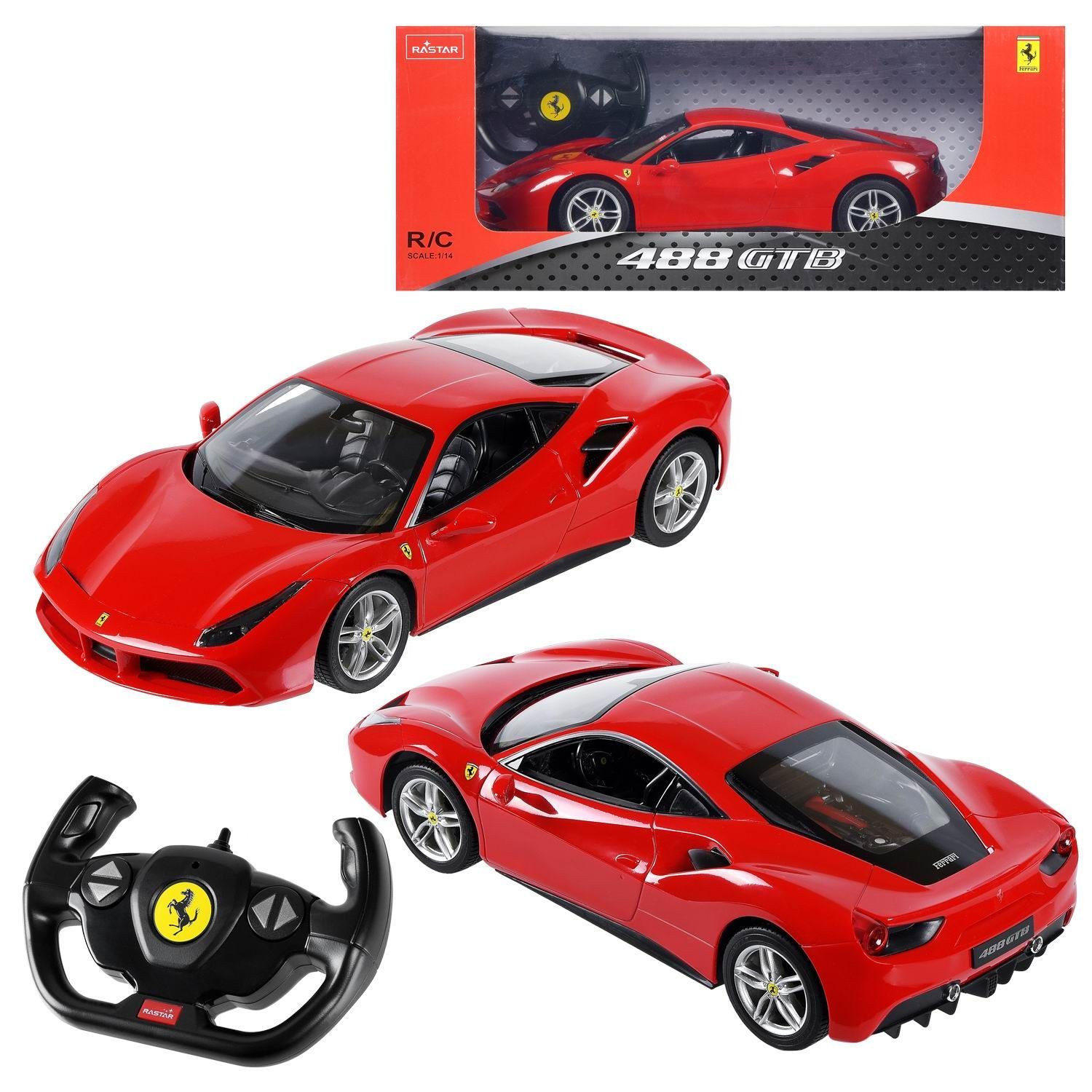 Машина р/у 1:14 Ferrari 488 GTB, цвет красный, светящиеся фары  32,7*16,2*8,8 см - купить с доставкой по выгодным ценам в интернет-магазине  OZON (401974807)