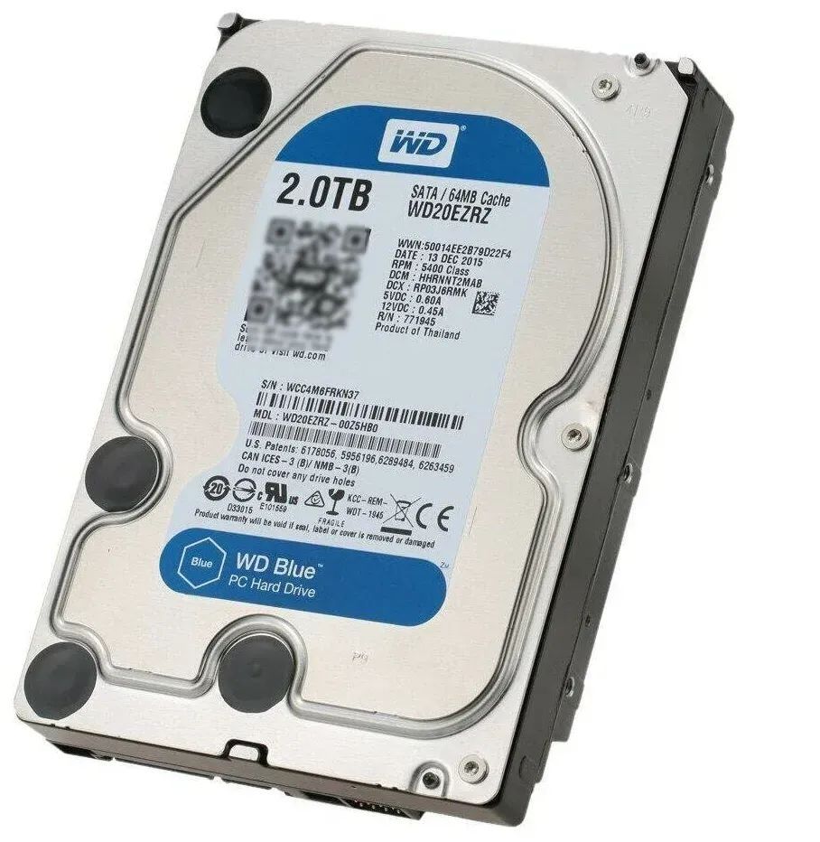 Western Digital 2 ТБ Внутренний жесткий диск WD Blue (WD20EZAZ) 