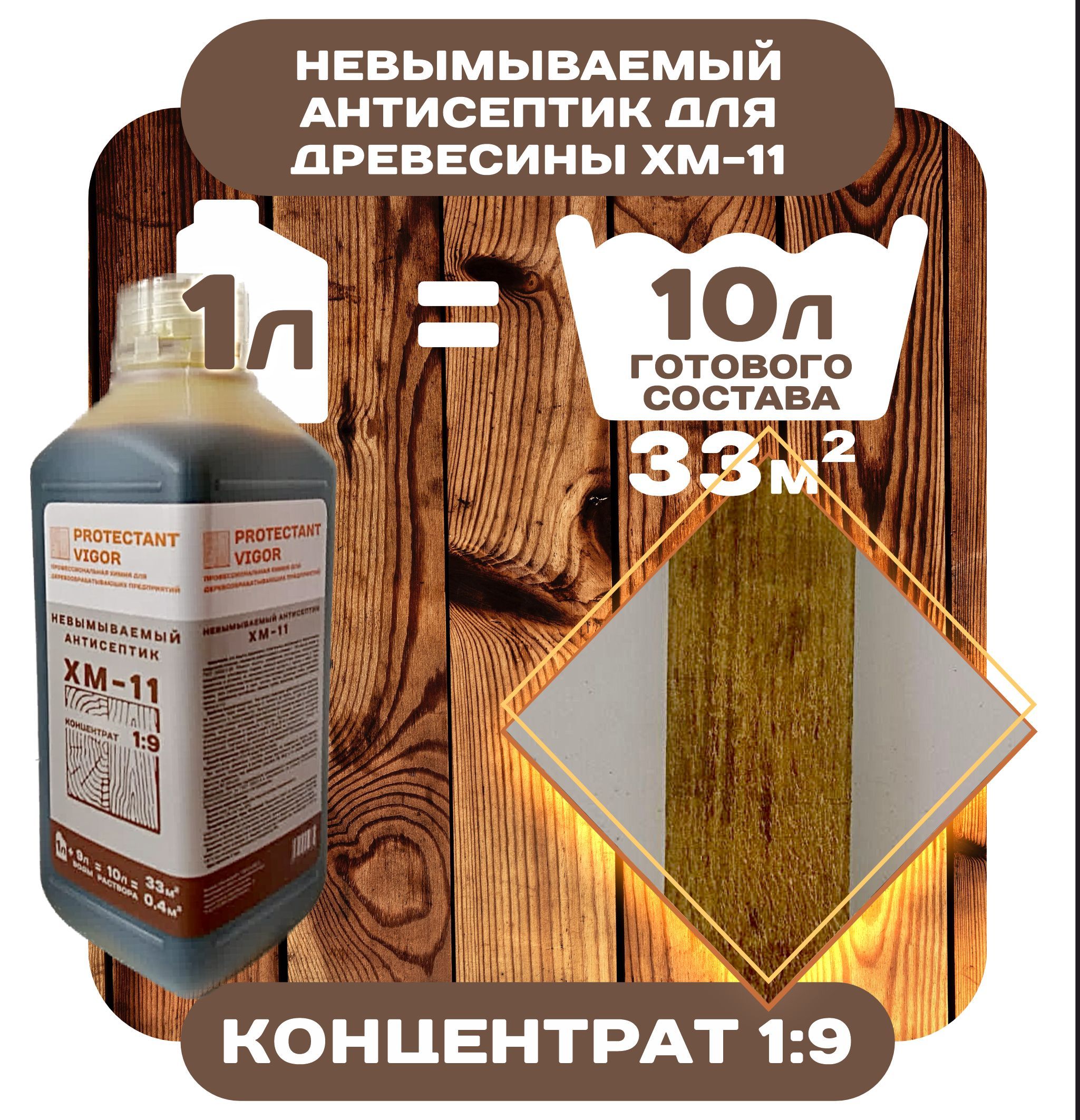 PROTECTANT VIGOR Строительный антисептик Водооталкивающий 1.3 кг 1 л