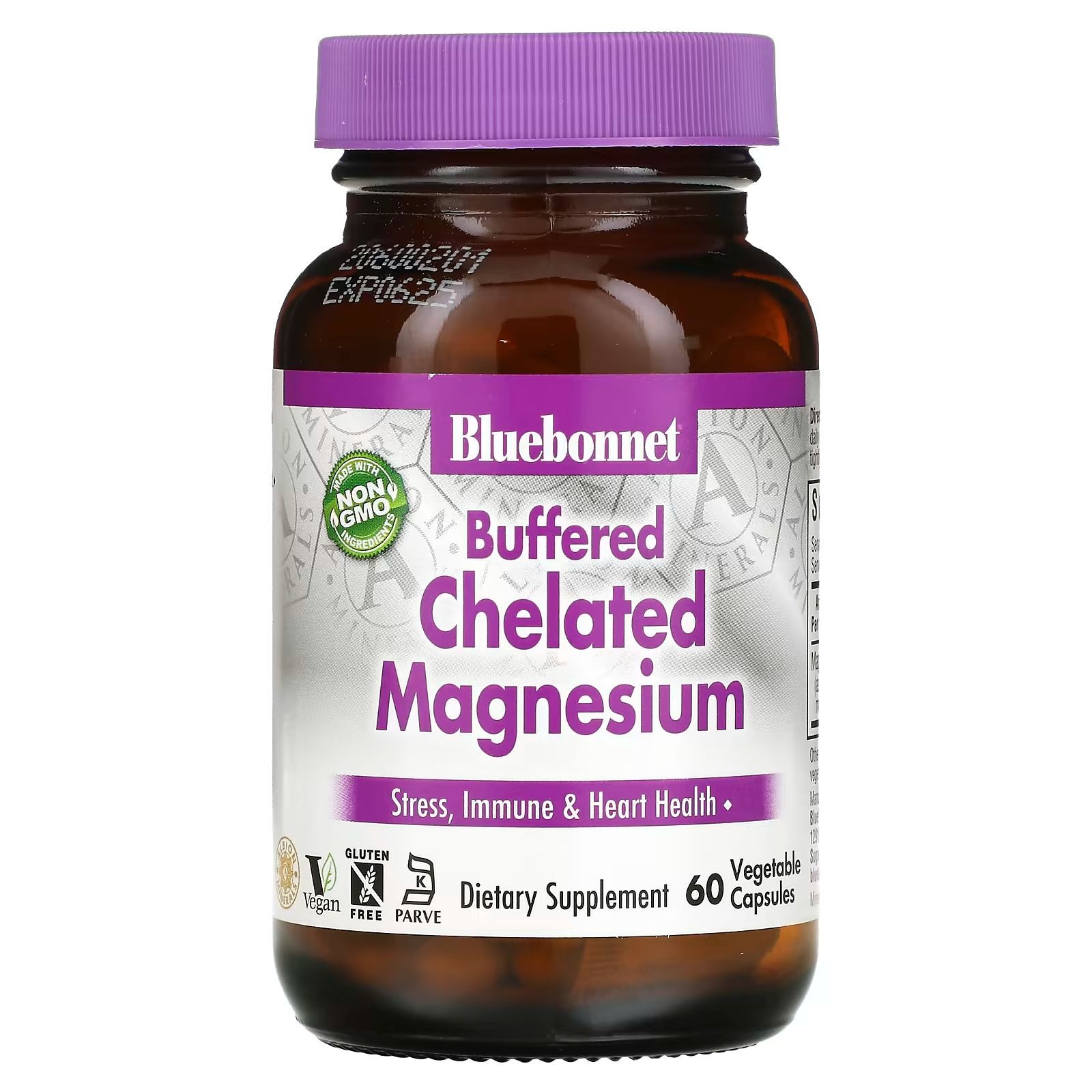 Bluebonnet Nutrition, буферизованный хелатный магний Chelated Magnesium, 60 капсул