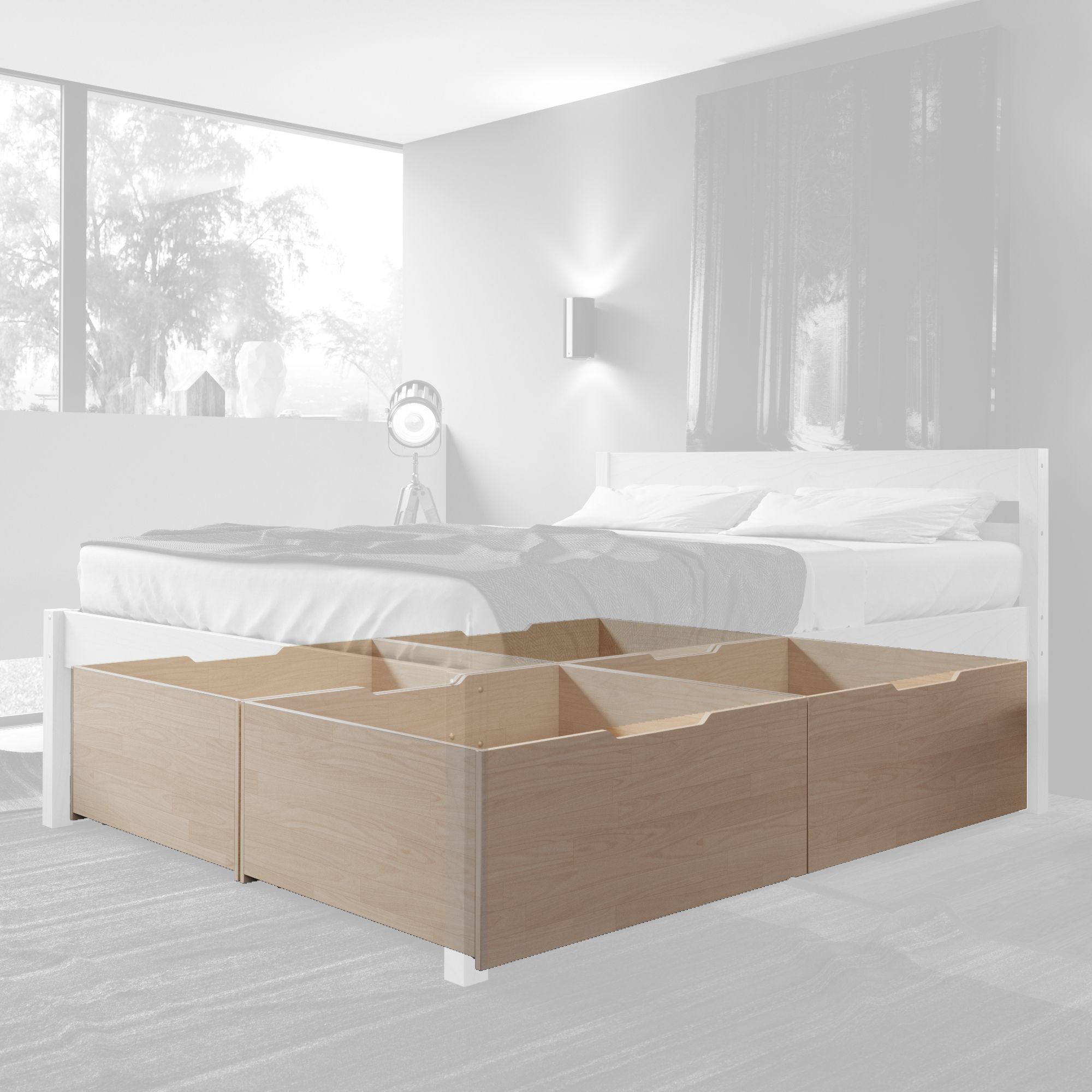 Hansales. Высокая кровать. Высокая двуспальная кровать из массива березы HANSALES 140x200 см. Кровать деревянная HANSALES из массива березы. Серый высокий кровать.