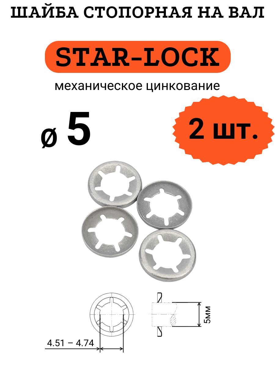 ШайбаSTAR-LOCKнавалD5(мех.цинк.),2шт.
