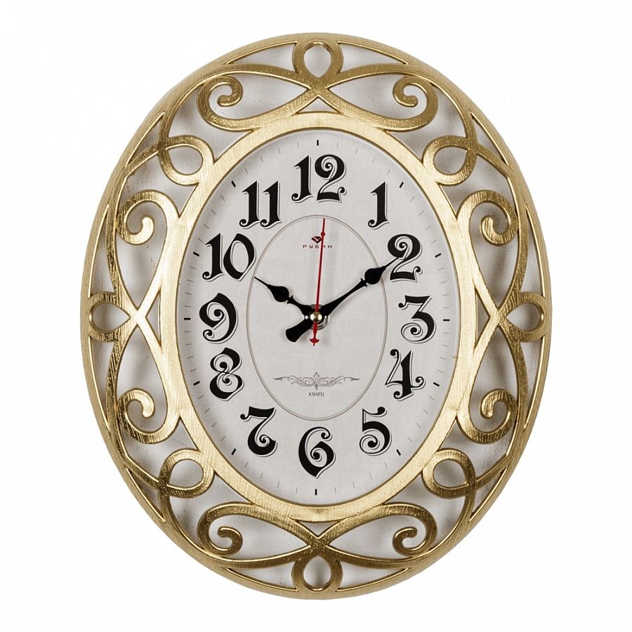 Часы настенные Рубин овал 31х26 см, корпус золотой 