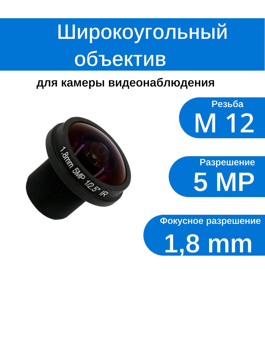 5MP1.8mm.ШирокоугольныйобъективМ12